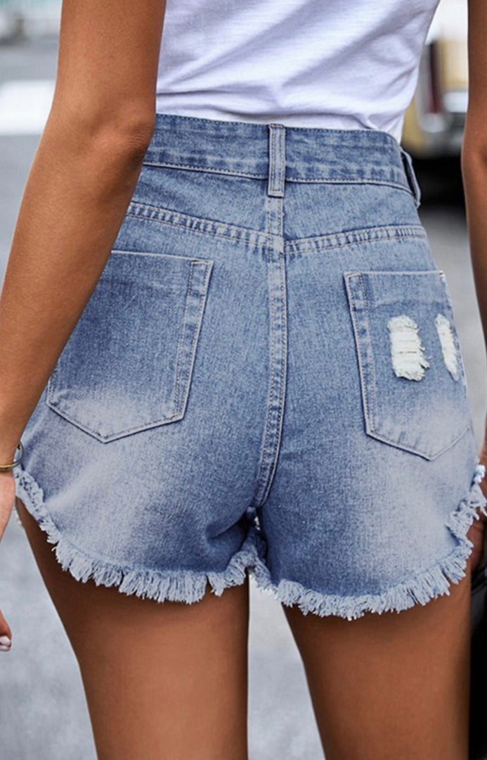 Sequin Pocket Denim Shorts