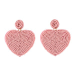 Load image into Gallery viewer, Light weight pink beaded heart earrings