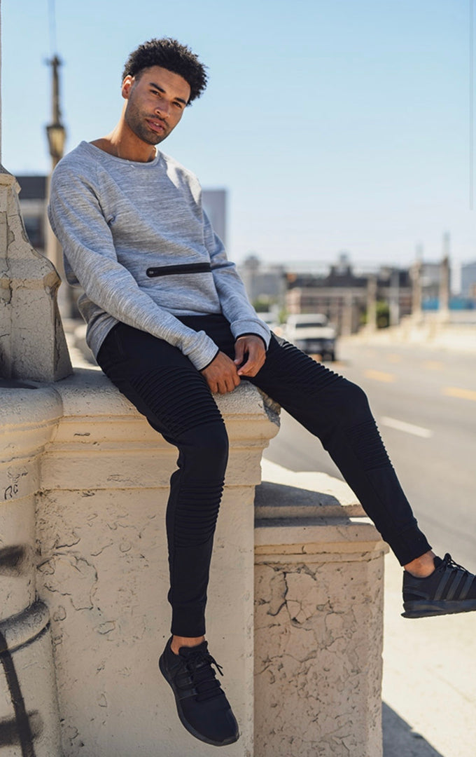 Crew-Neck Pullover with Zipper