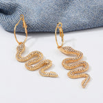 Load image into Gallery viewer, Rhinestone Snake Drop Earrings