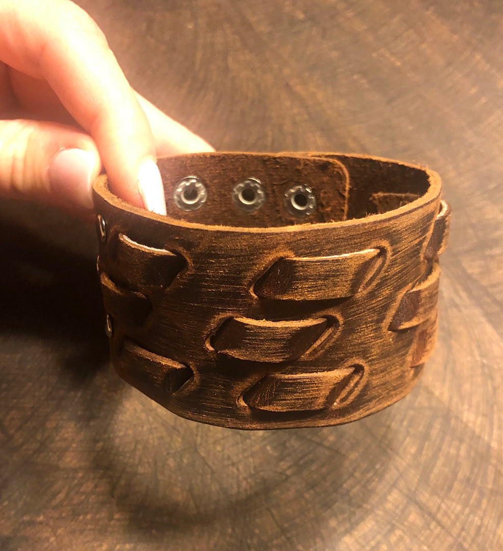 Brown Leather Snap Bracelet