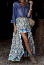 Load image into Gallery viewer, Floral Printed Maxi Skirt - Blue