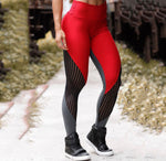 Load image into Gallery viewer, Red and Grey Leggings with Sheer Accents