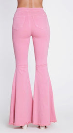 Load image into Gallery viewer, Blush Frayed Hem Bell Bottoms