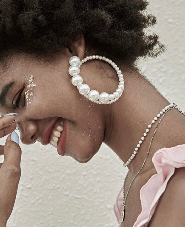 Pearl Gradual Ring Hoops 6cm length
