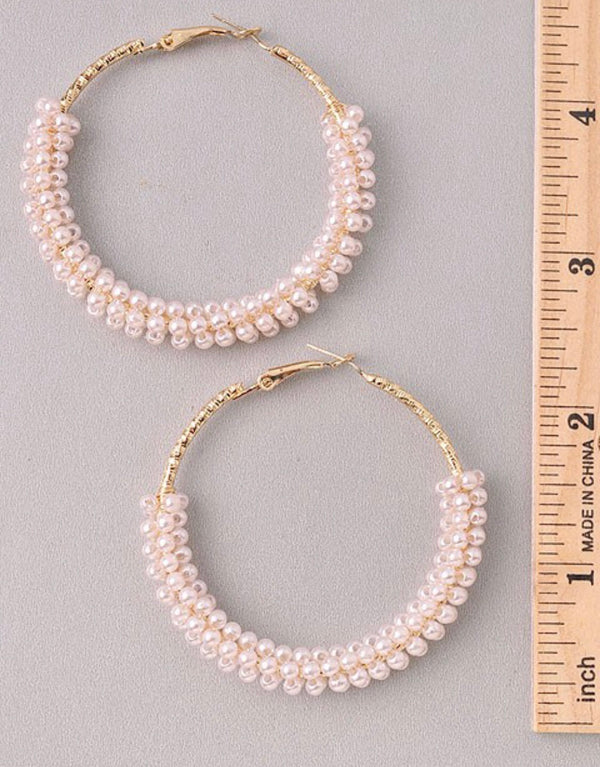 Pearl Beaded Hoops