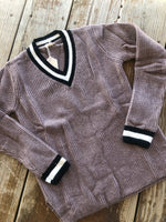Load image into Gallery viewer, Mauve Varsity Sweater
