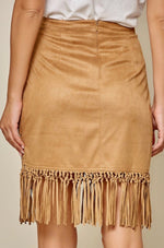 Load image into Gallery viewer, Suede Skirt with Fringe